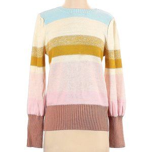 NINE WEST Bright Crew Neck Striped Pullover Sweater - Brand New (NWT) - Size L